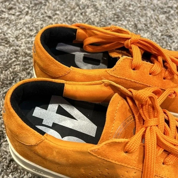 P448 Jack Trainers Low Top Sneakers Italian Leather Suede Italy in Orange - Picture 10 of 11